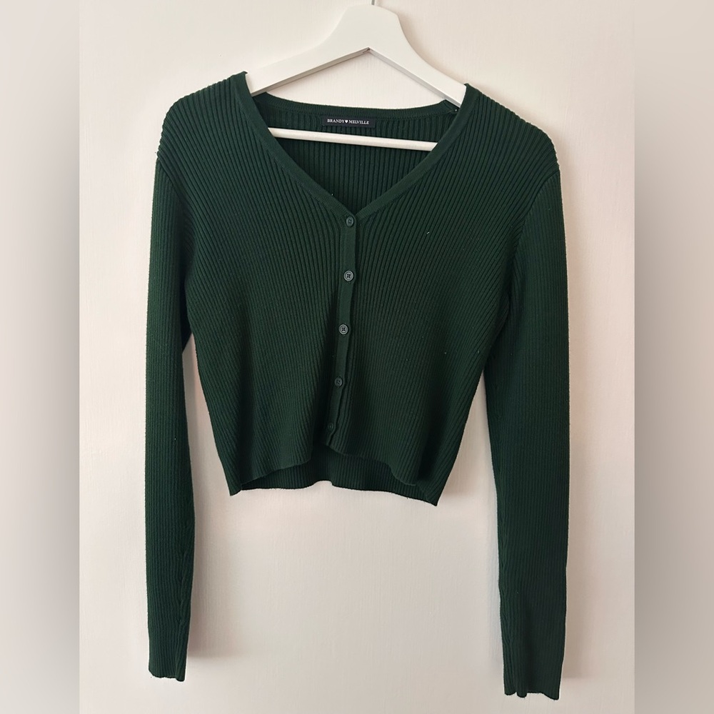 Brandy Melville Green Ribbed Sweater